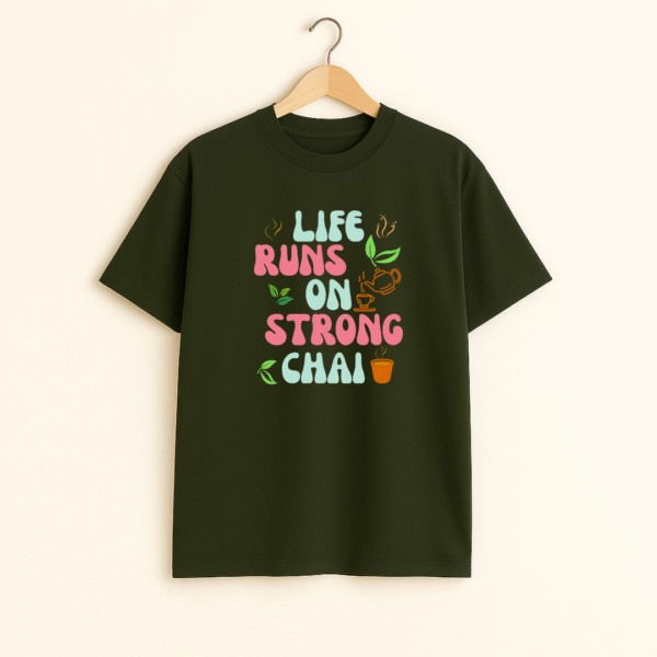 LIFE RUNS ON STRONG CHAI (DARK ) Unisex Classic Crew T-Shirt