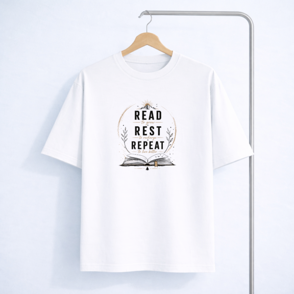 Read To Grow Rest To Recharge Repeat Unisex Oversized Standard T-Shirt